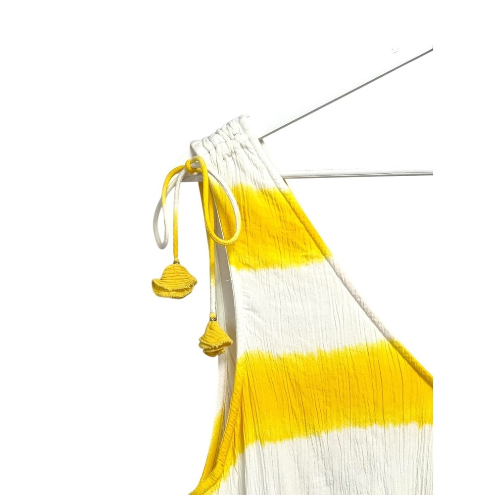 Tommy Bahama Maxi Dress Womens XL‎ Yellow Striped High Low Tassel Wrap - Picture 5 of 12